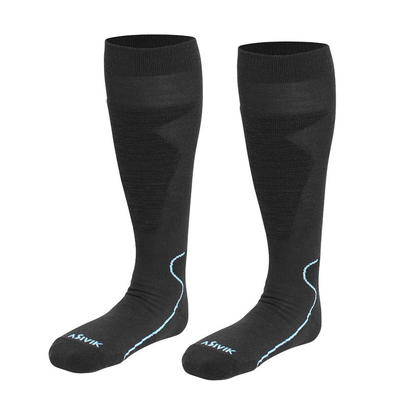 ASIVIK Ski Sock Warm SolidBlue, 2-pack