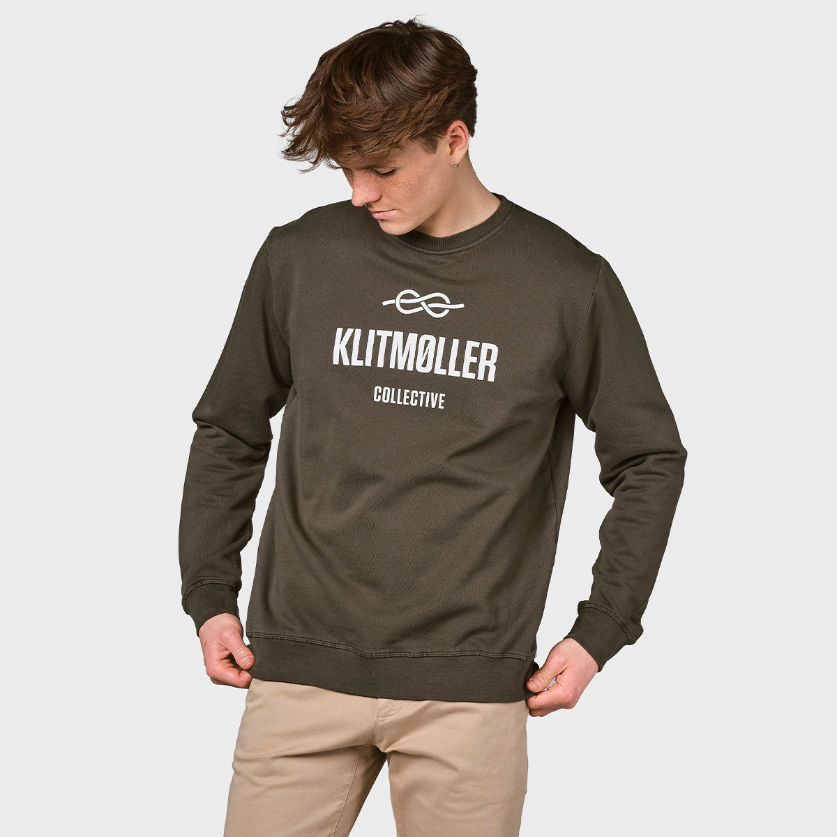 Klitmøller Collective Logo Crew, herre (Olive)
