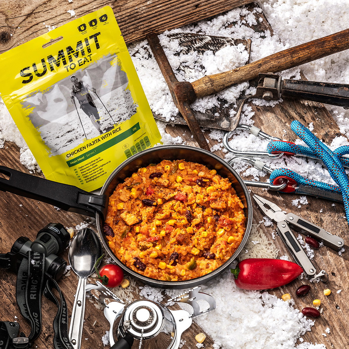 Summit to Eat Chicken Fajita med ris frysetørret mad 128 g