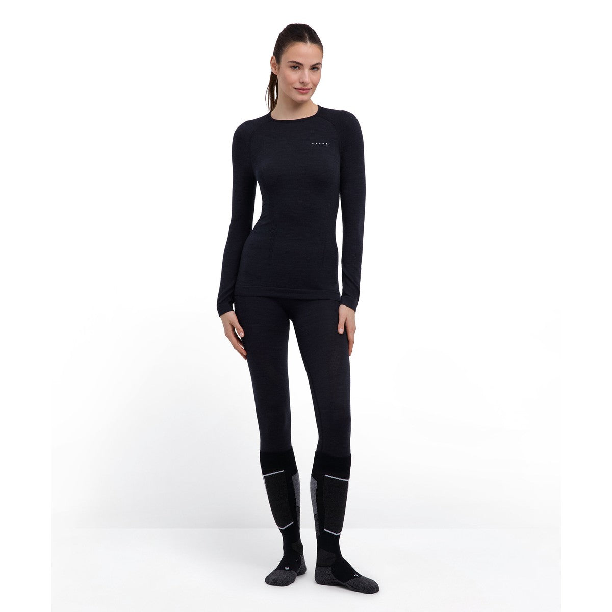 Falke Wool-Tech Long-Sleeve Trøje uldundertrøje, dame (Black)