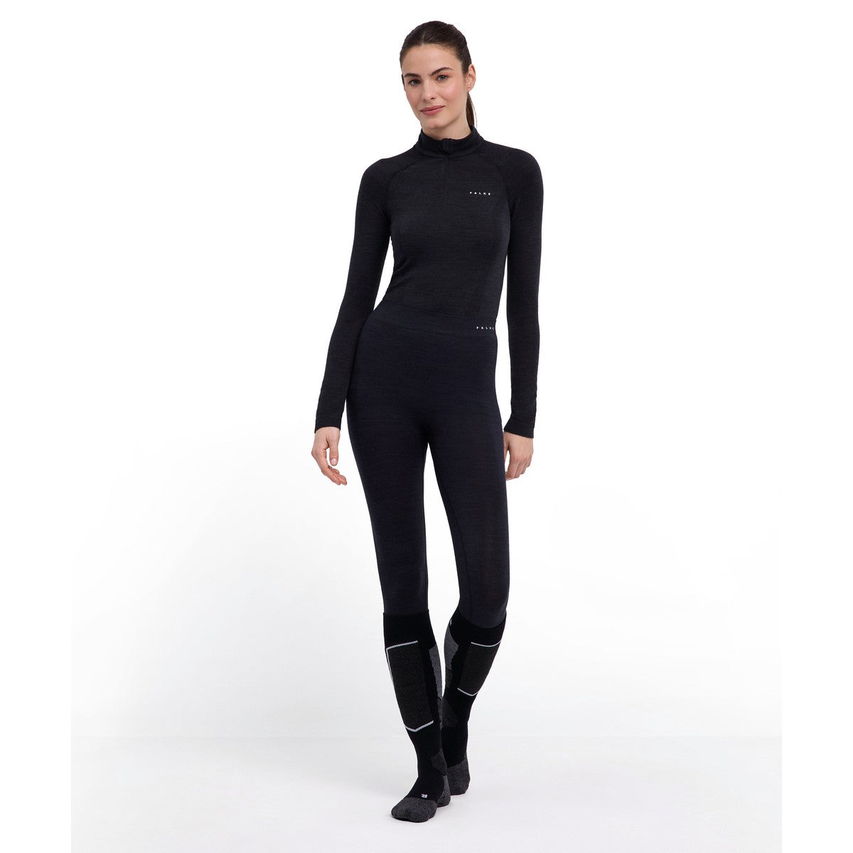 Falke Wool-Tech Long Tights skiundertøj, dame (Black)