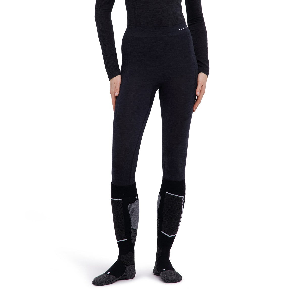 Falke Wool-Tech Long Tights skiundertøj, dame (Black)