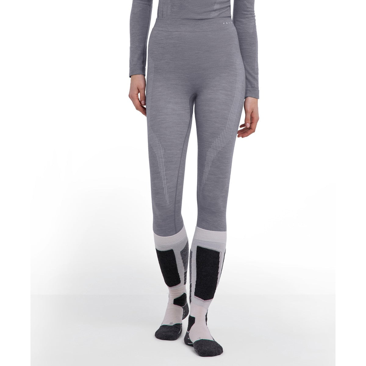 Falke Wool-Tech Long Tights skiundertøj, dame (Grey Heather)