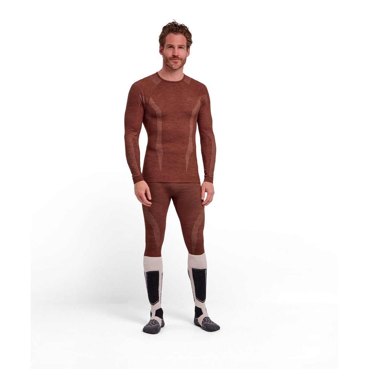Falke Wool-Tech Long-Sleeve Trøje uldundertrøje, herre (Chestnut)