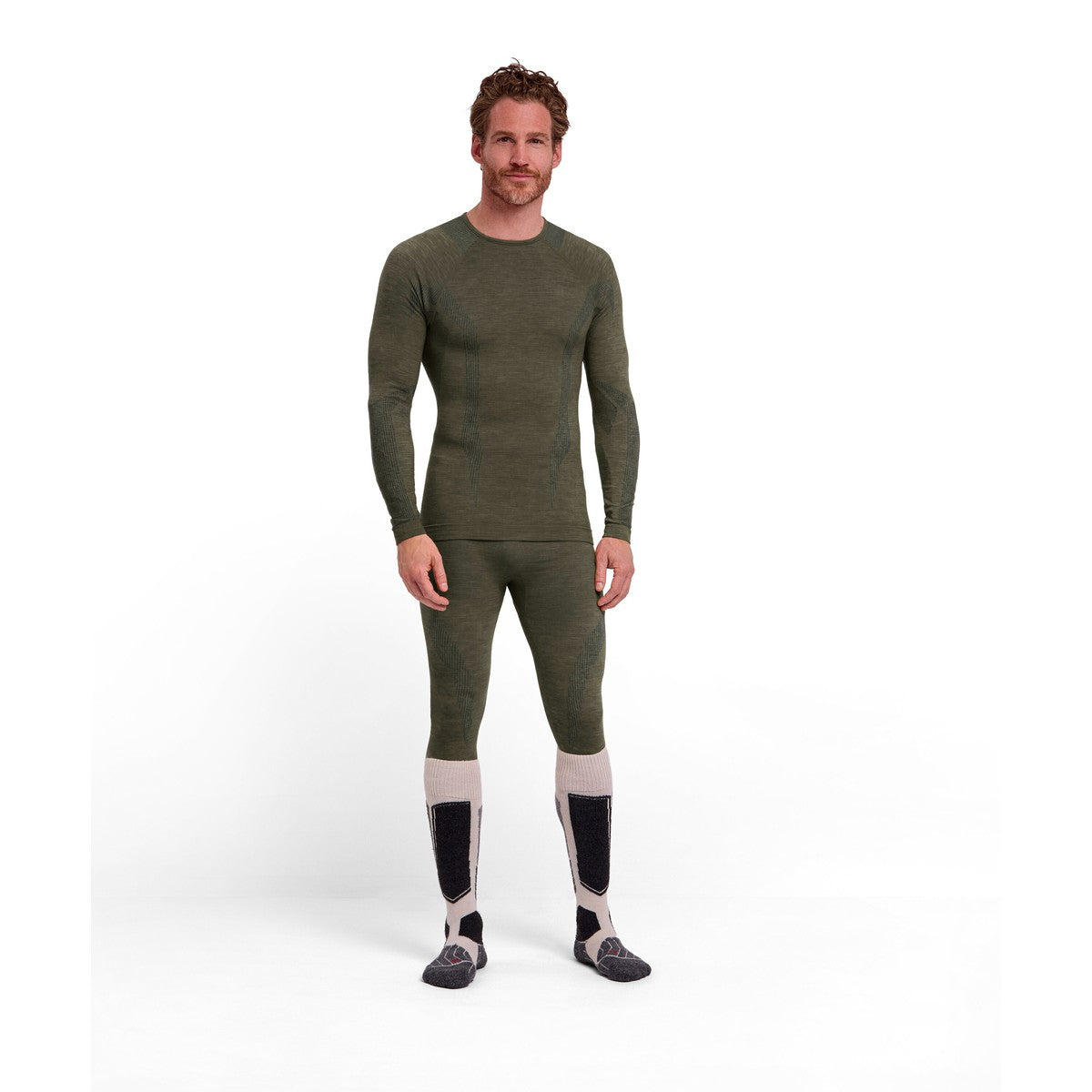 Falke Wool-Tech Long-Sleeve uldundertrøje, herre (Olive)