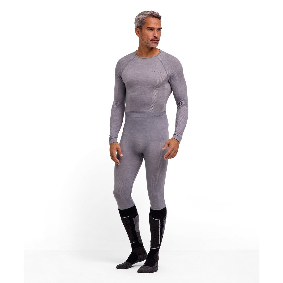 Falke Wool-Tech Long Tights uldundertøj, herre (Grey Heather)