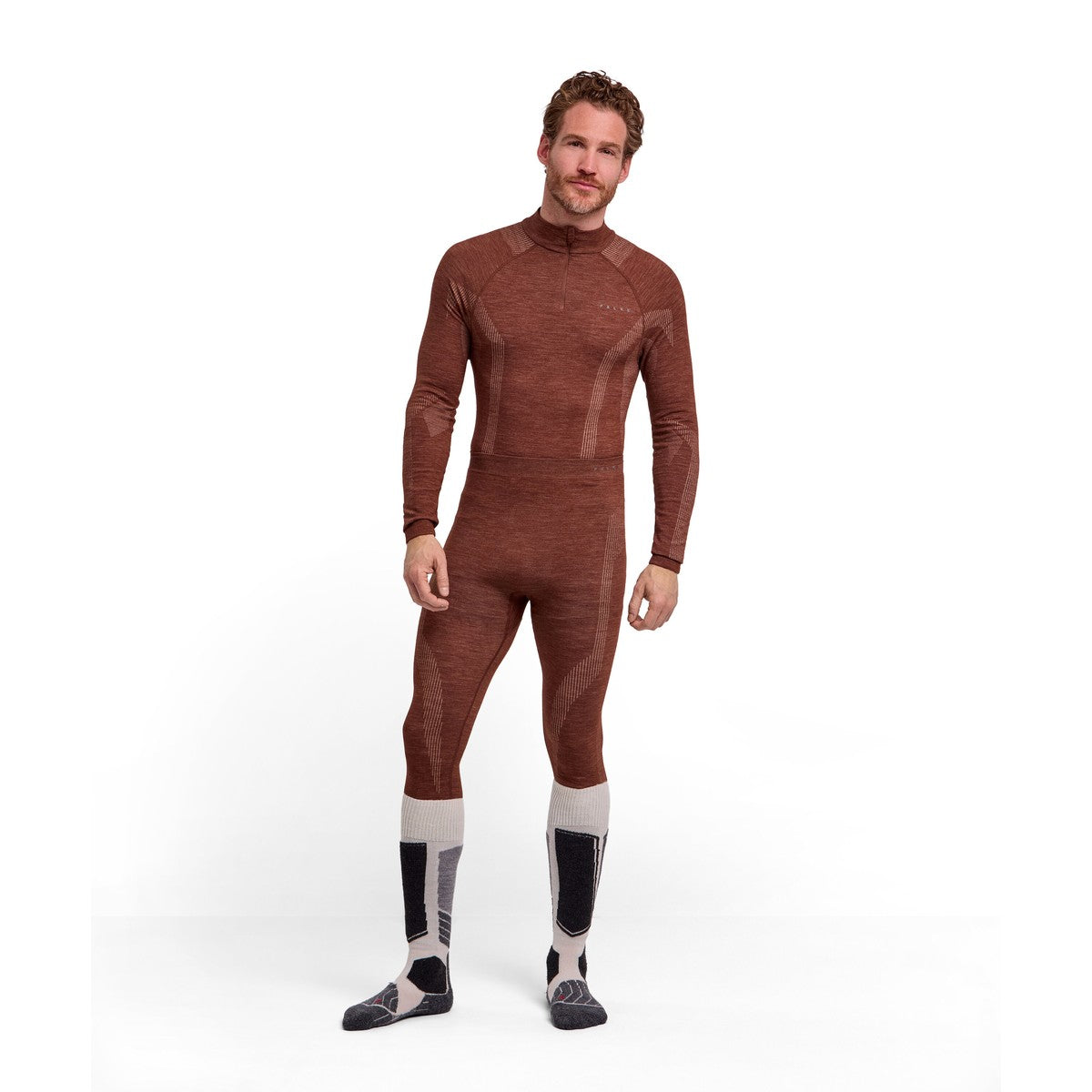 Falke Wool-Tech Long Tights uldundertøj, herre (Chestnut)