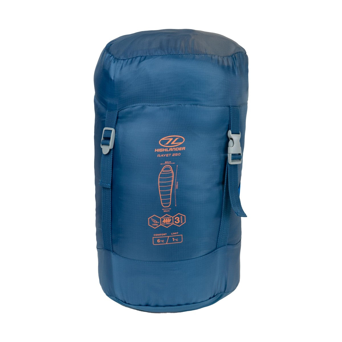 Highlander Rayet 250 fibersovepose, 220 x 80 x 50 cm (Deep Blue)