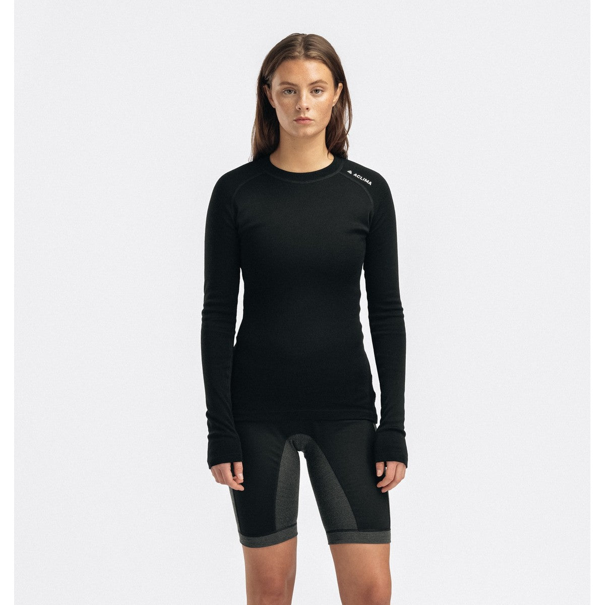 Aclima WarmWool Crewneck uldundertrøje, dame (Jet Black)