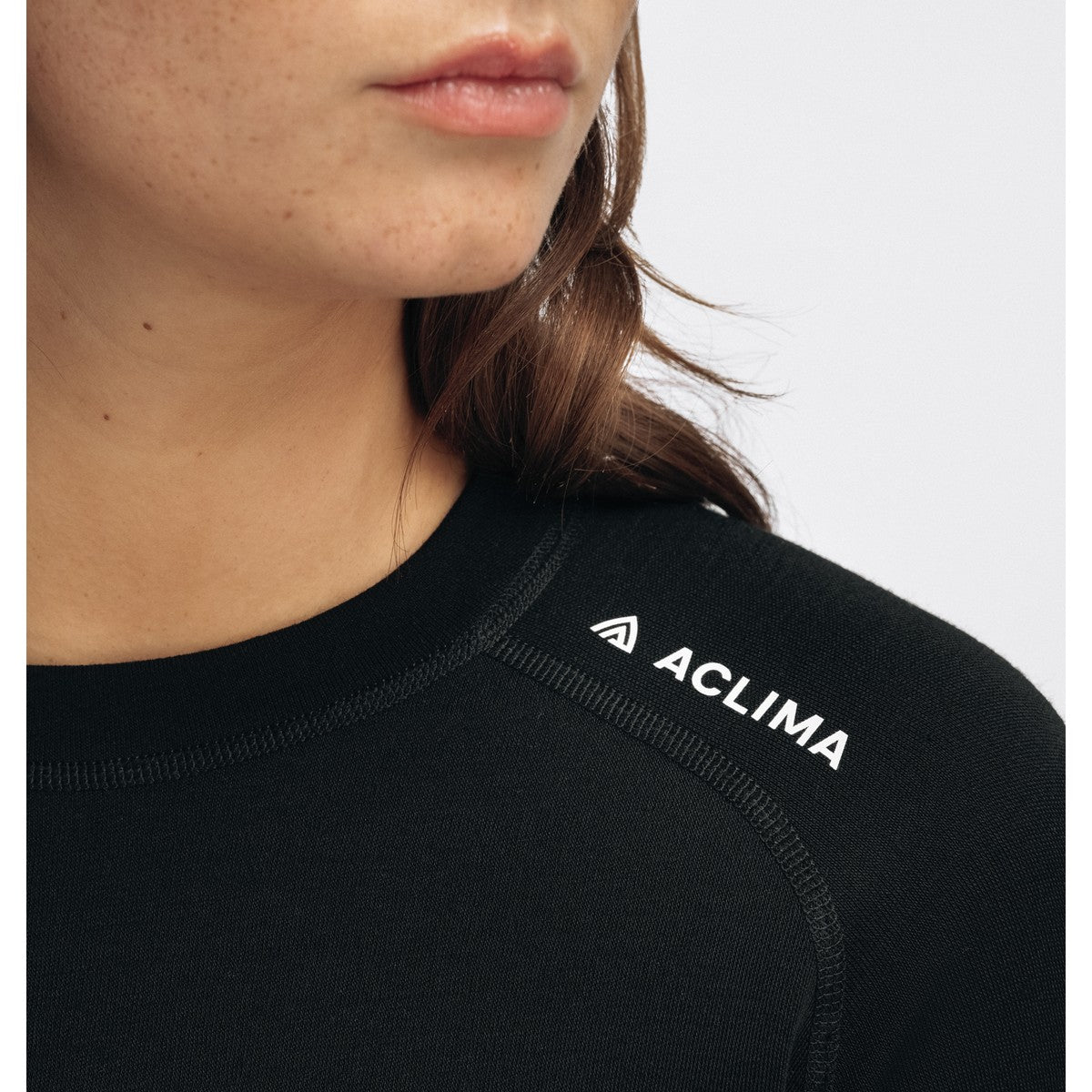 Aclima WarmWool Crewneck uldundertrøje, dame (Jet Black)