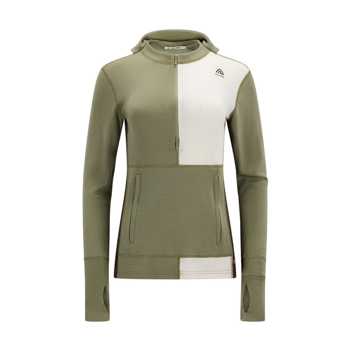 Aclima WarmWool Hoodsweater w/Zip uldtrøje, dame (Aloe / Nature)