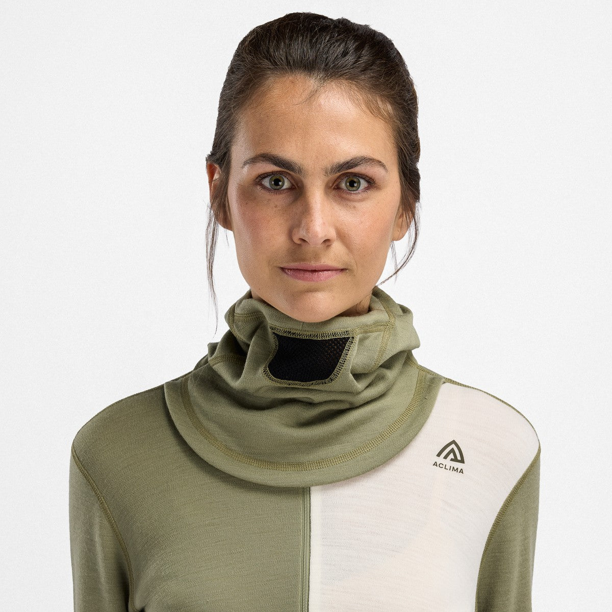Aclima WarmWool Hoodsweater w/Zip uldtrøje, dame (Aloe / Nature)