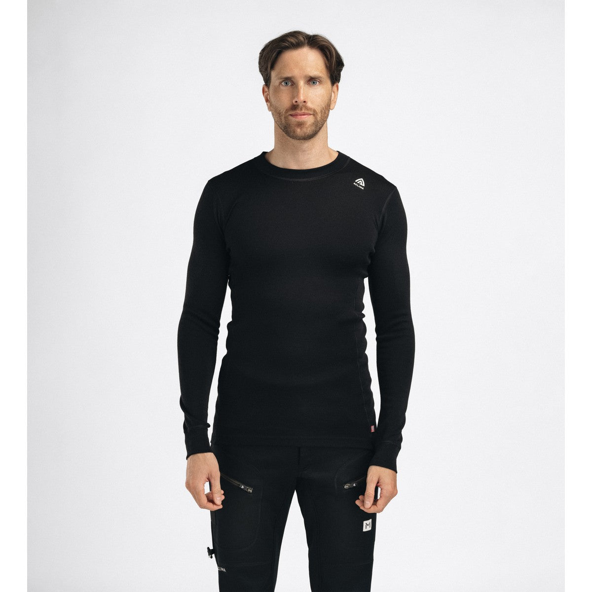 Aclima WarmWool Crewneck uldundertrøje, herre (Jet Black)