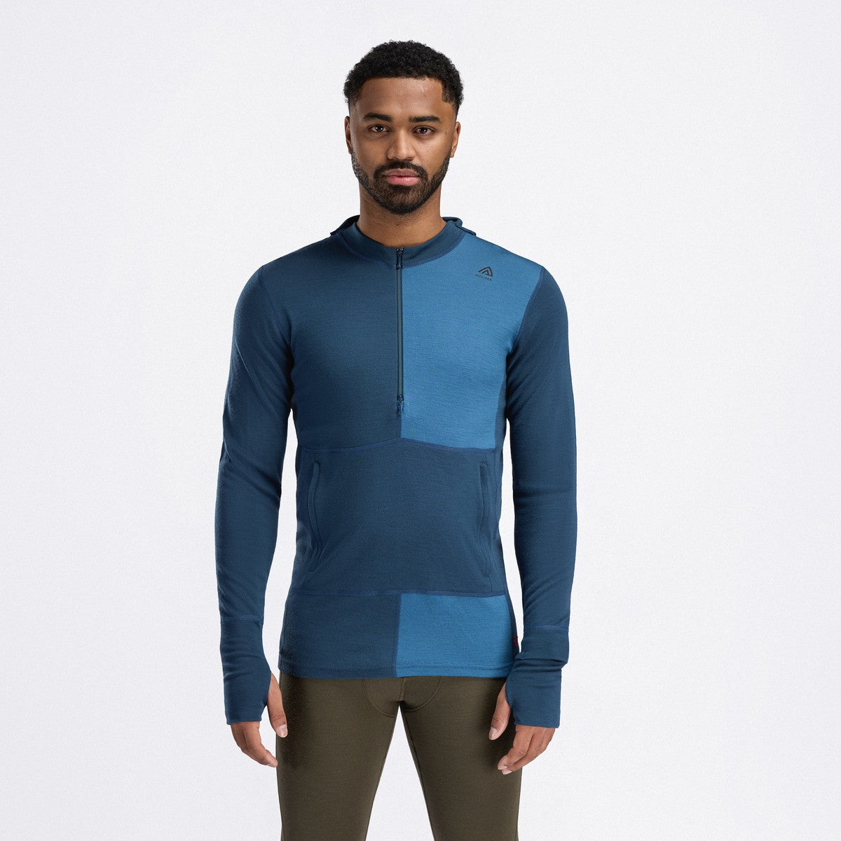 Aclima WarmWool Hoodsweater w/Zip uldtrøje, herre (Blue Fusion / Midnight Navy)