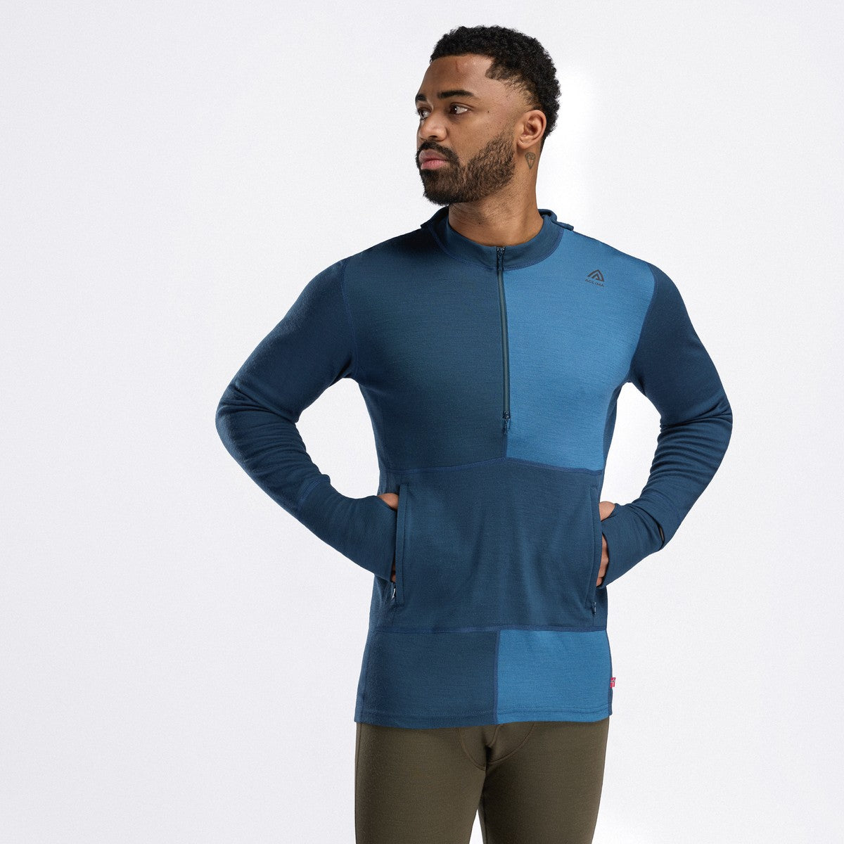 Aclima WarmWool Hoodsweater w/Zip uldtrøje, herre (Blue Fusion / Midnight Navy)
