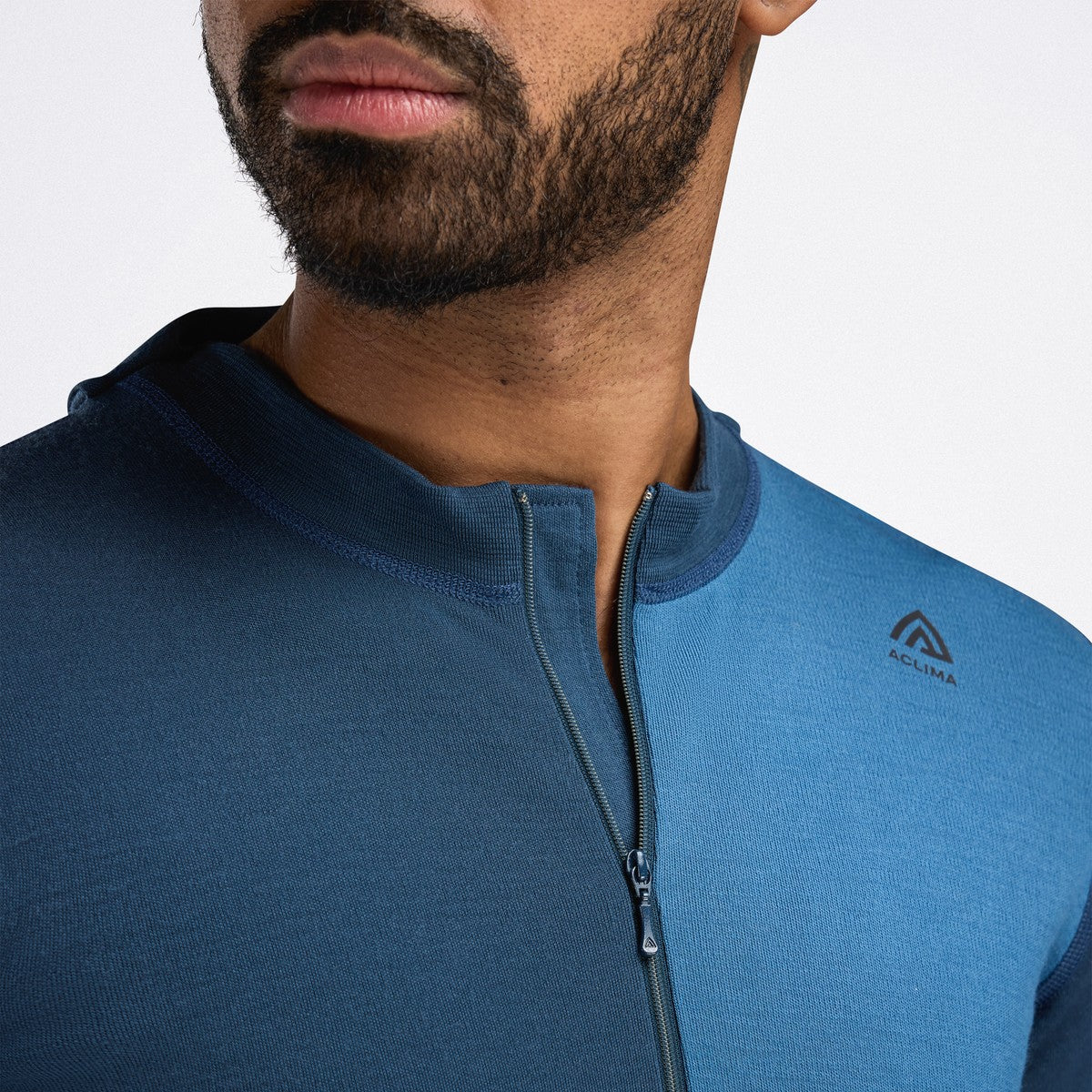 Aclima WarmWool Hoodsweater w/Zip uldtrøje, herre (Blue Fusion / Midnight Navy)