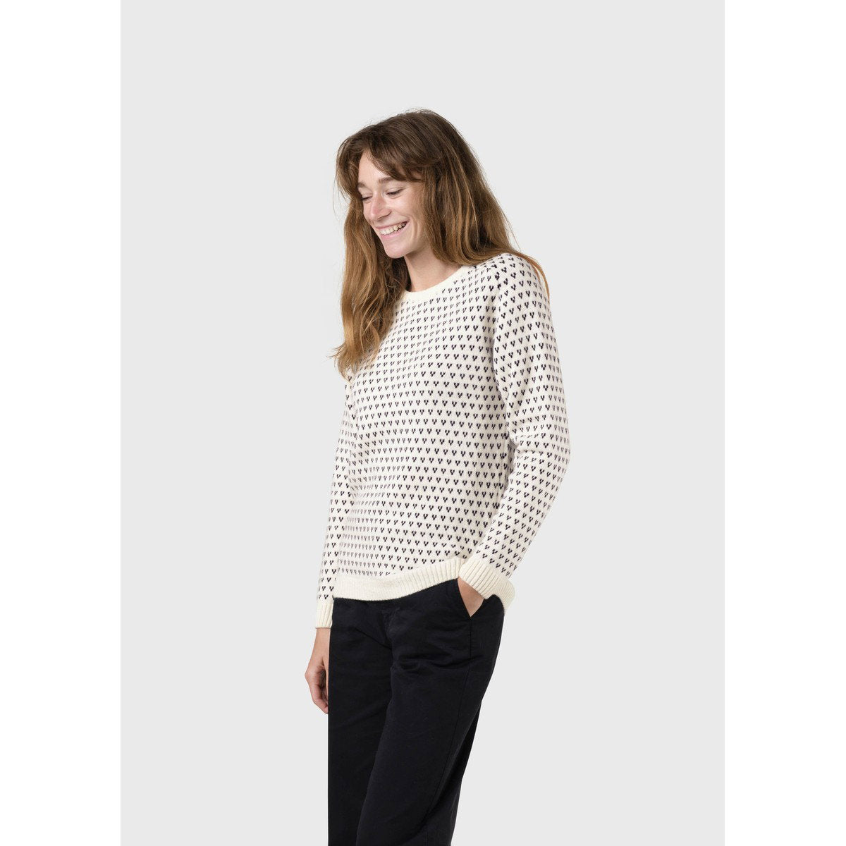 Klitmøller Collective Mika striktrøje, dame (Cream/Navy)