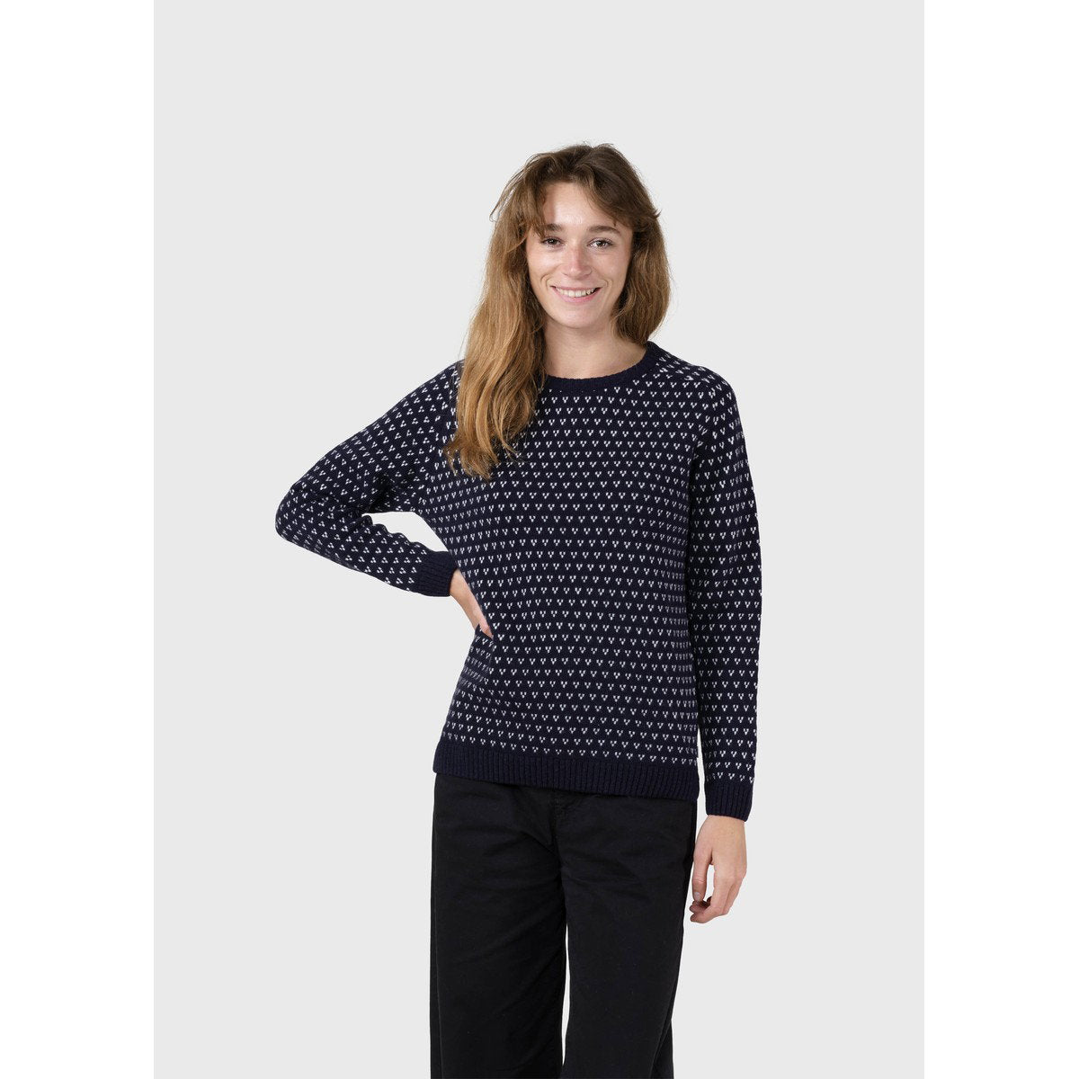 Klitmøller Collective Mika striktrøje, dame (Navy/Cream)