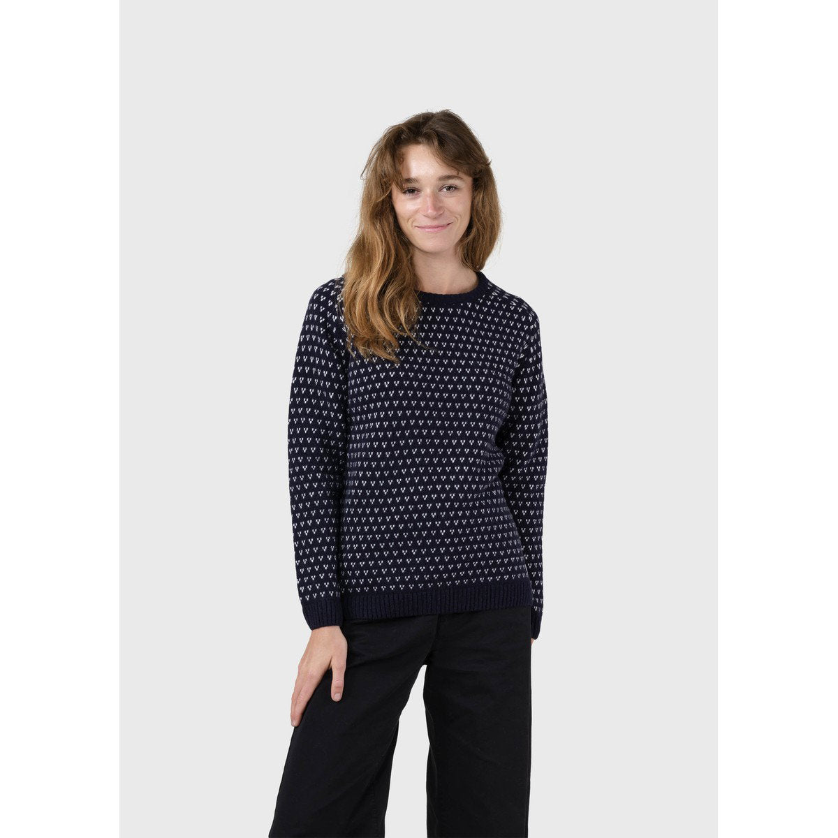 Klitmøller Collective Mika striktrøje, dame (Navy/Cream)
