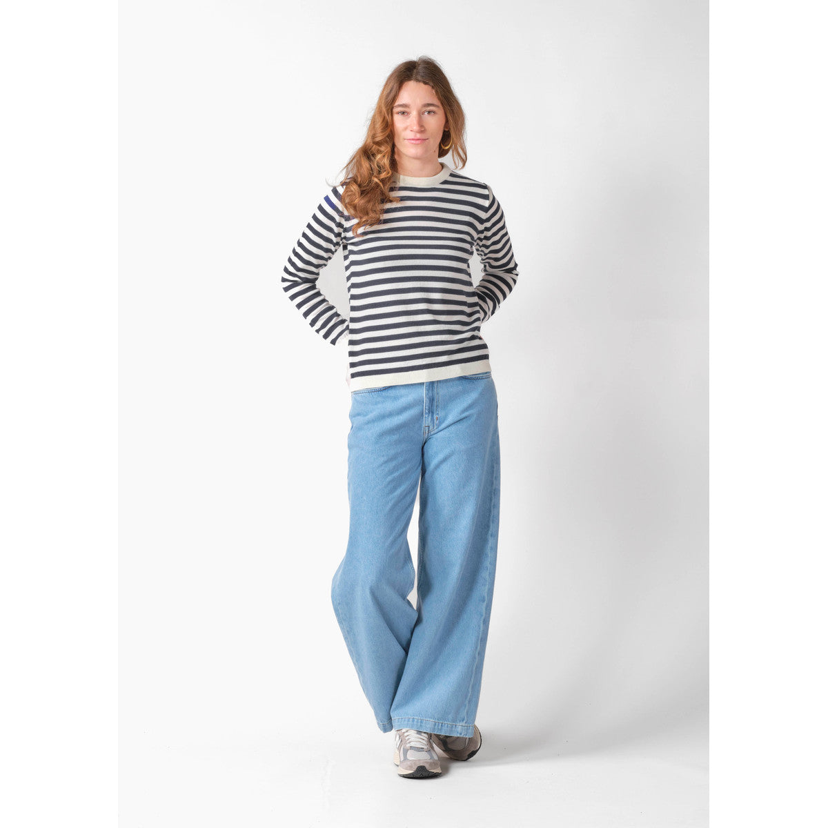 Klitmøller Collective Basic Stripe Merino Knit Sweater, dame (Cream / Navy)