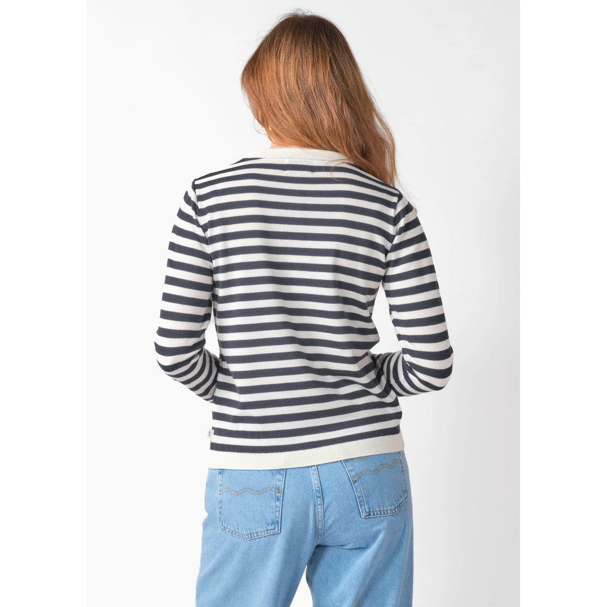 Klitmøller Collective Basic Stripe Merino Knit Sweater, dame (Cream / Navy)