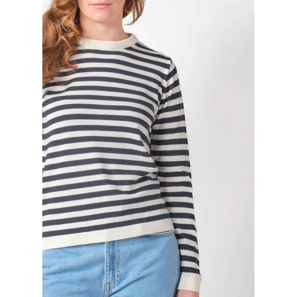 Klitmøller Collective Basic Stripe Merino Knit Sweater, dame (Cream / Navy)