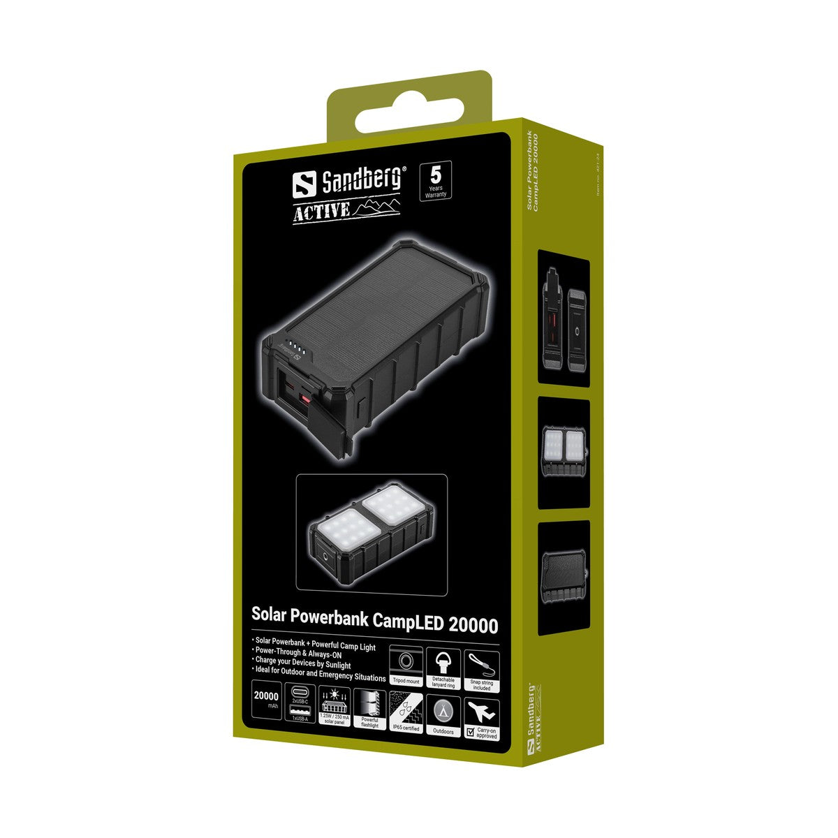Sandberg Solar Powerbank CampLED 20000 (Black)