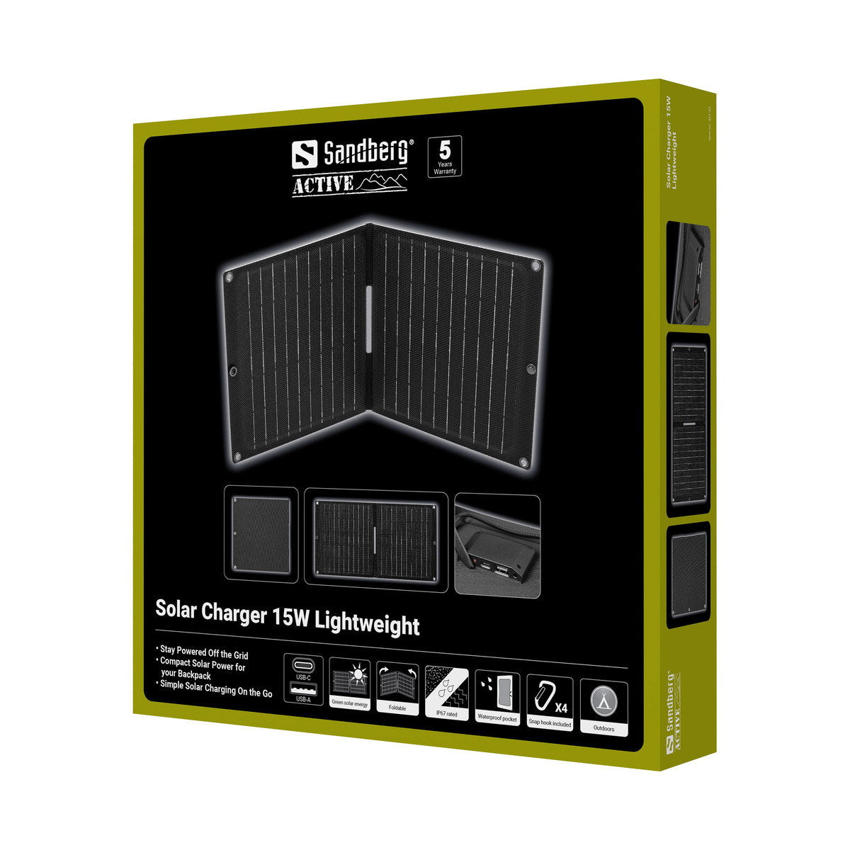 Sandberg Solar Charger 15W Lightweight solpanel (Black)
