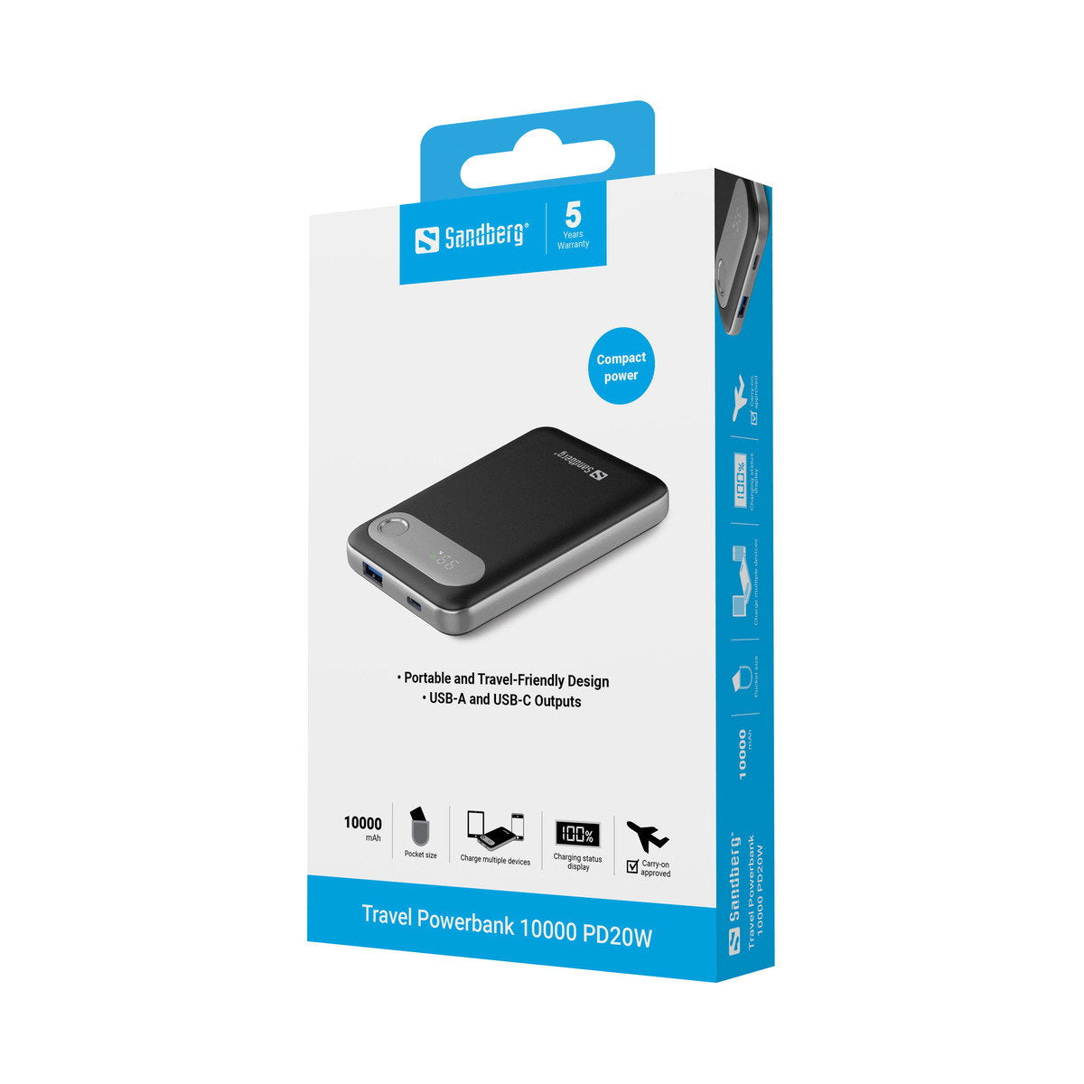 Sandberg Travel Powerbank 10000 PD20W (Black)